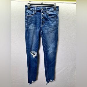 American Eagle Distressed Hi Rise Jegging Crop Jeans Womens 6 Blue Denim 2552